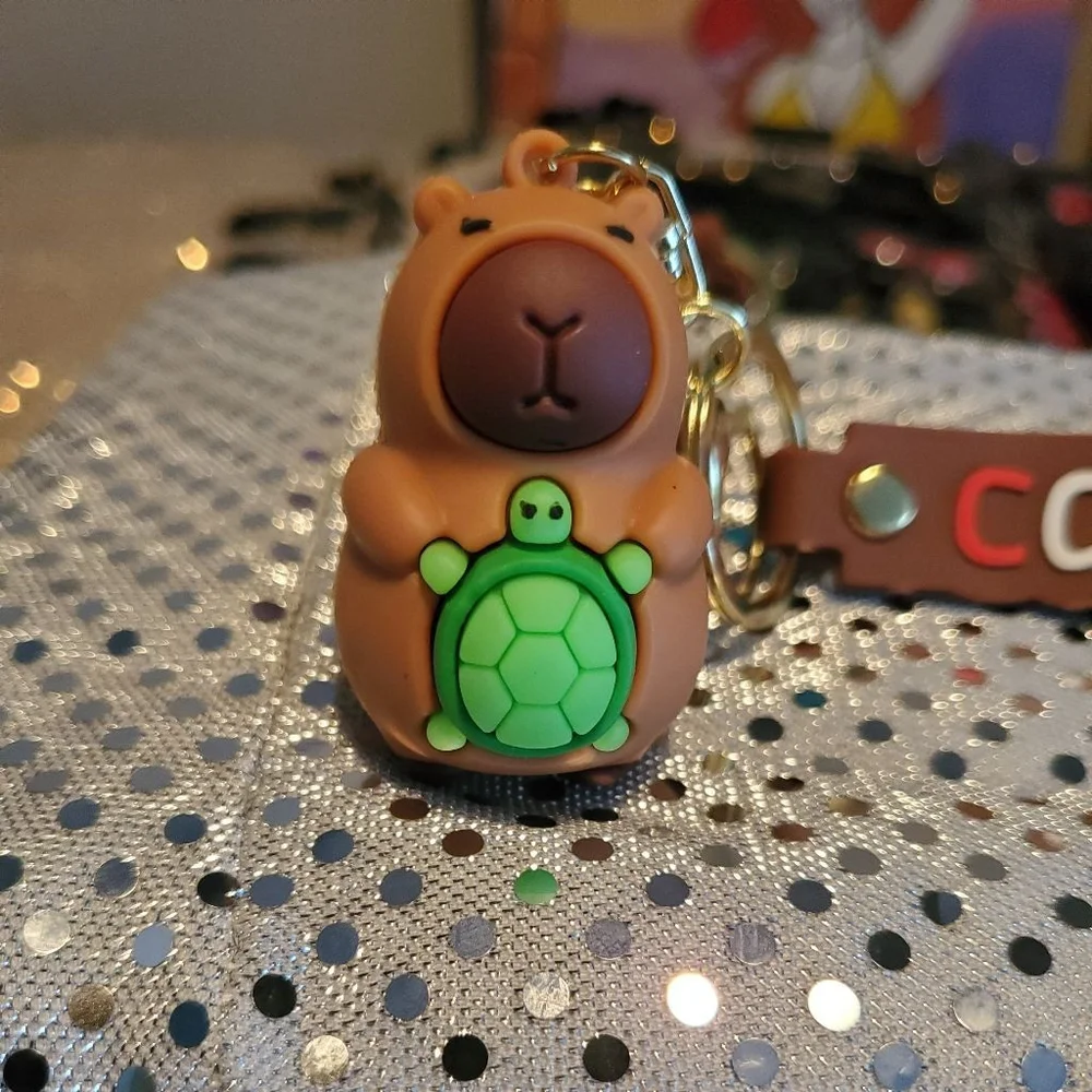 Cool Capybara & His friend the Turtle Keychain